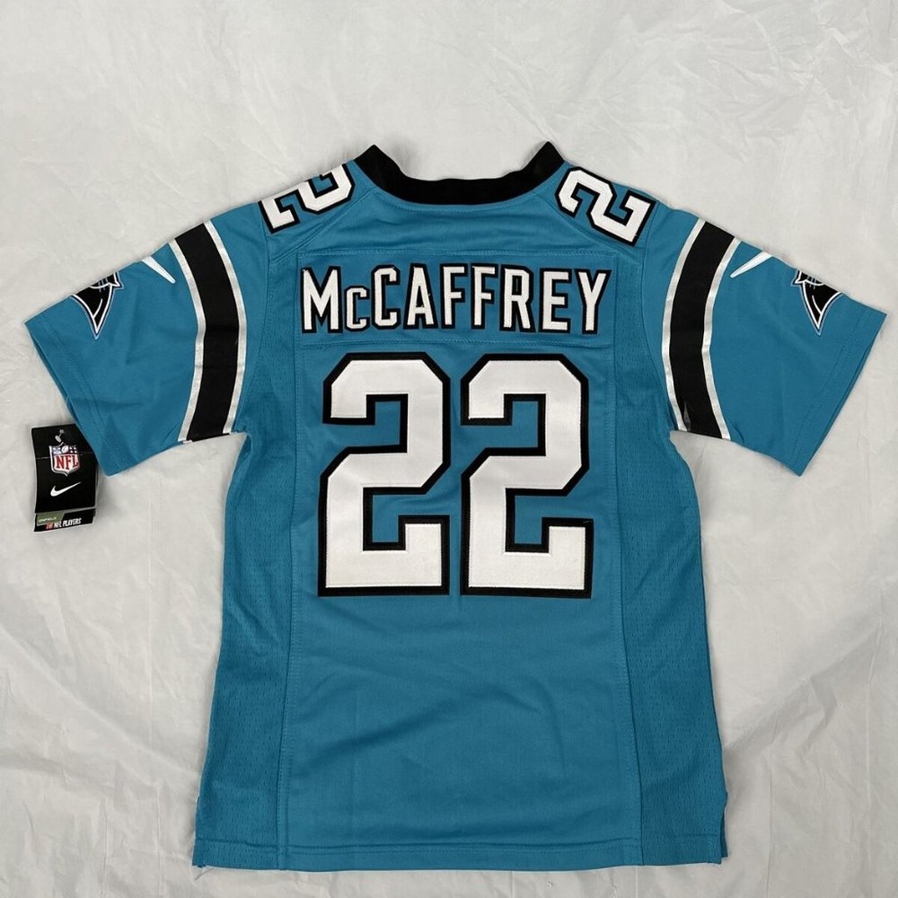 NWT Christian McCaffrey Youth Nike Jersey Sz M Carolina Panthers NFL #22 Blue